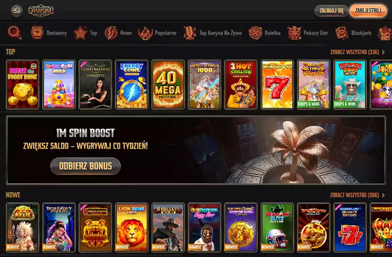 Gransino Casino Kasyna BLIK z depozytem za 20 zł
